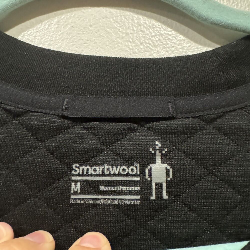 Smartwool Sweater Dress Diamond Peak Quilted Merino Wool Black Gray Women M - Picture 4 of 10